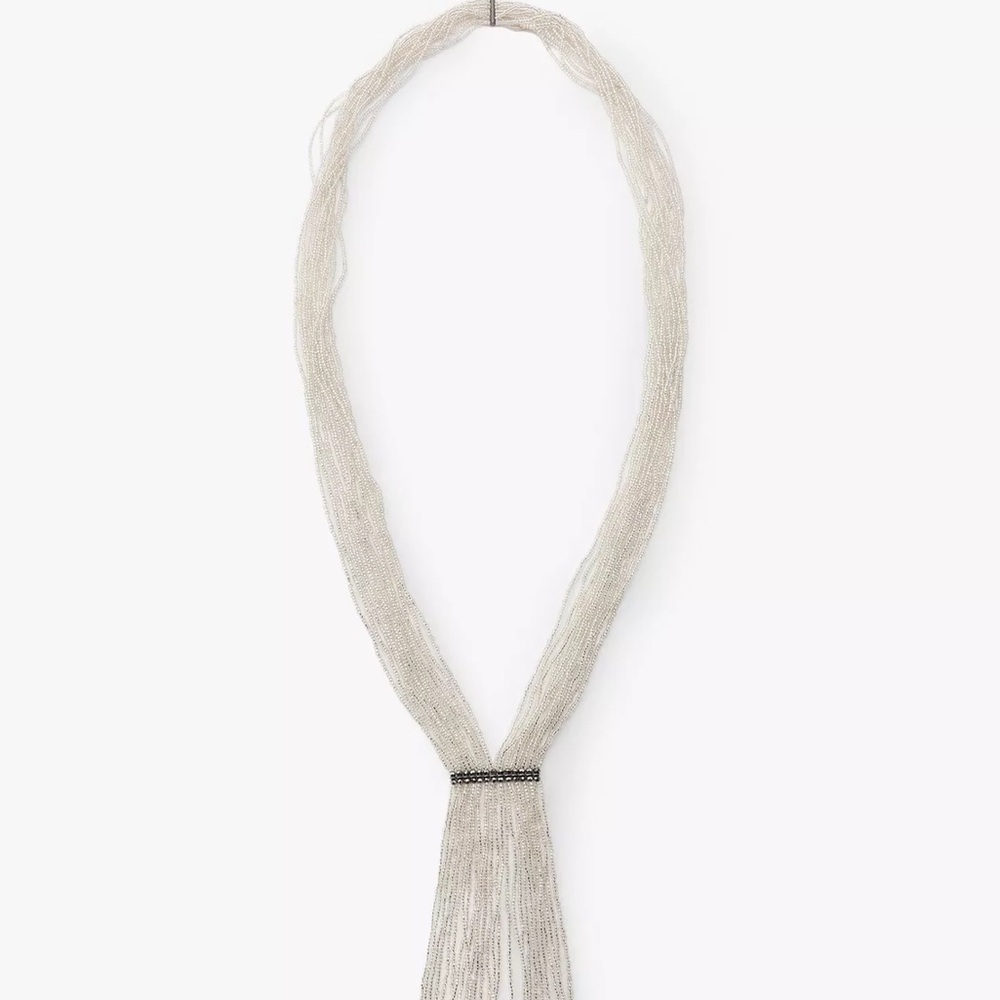 ZARA BEADED TIE NECKLACE Elegant Silver Beaded Necklace Bloggers favorite - Picture 6 of 9